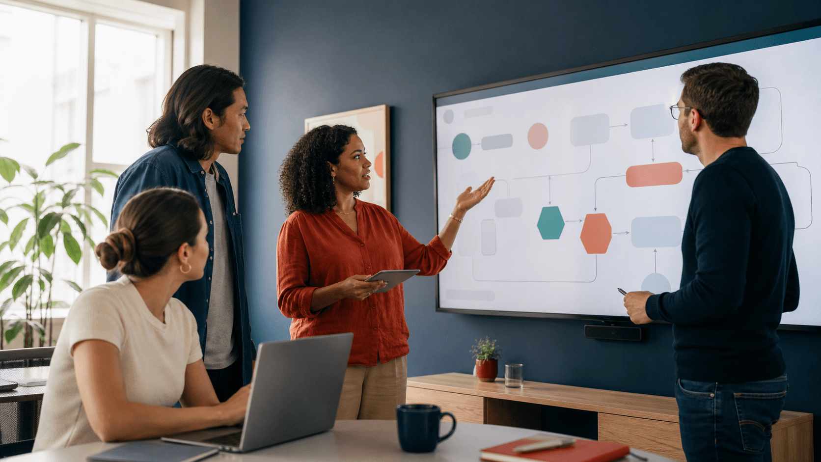 An operations team and technology advisor collaborating on a workflow